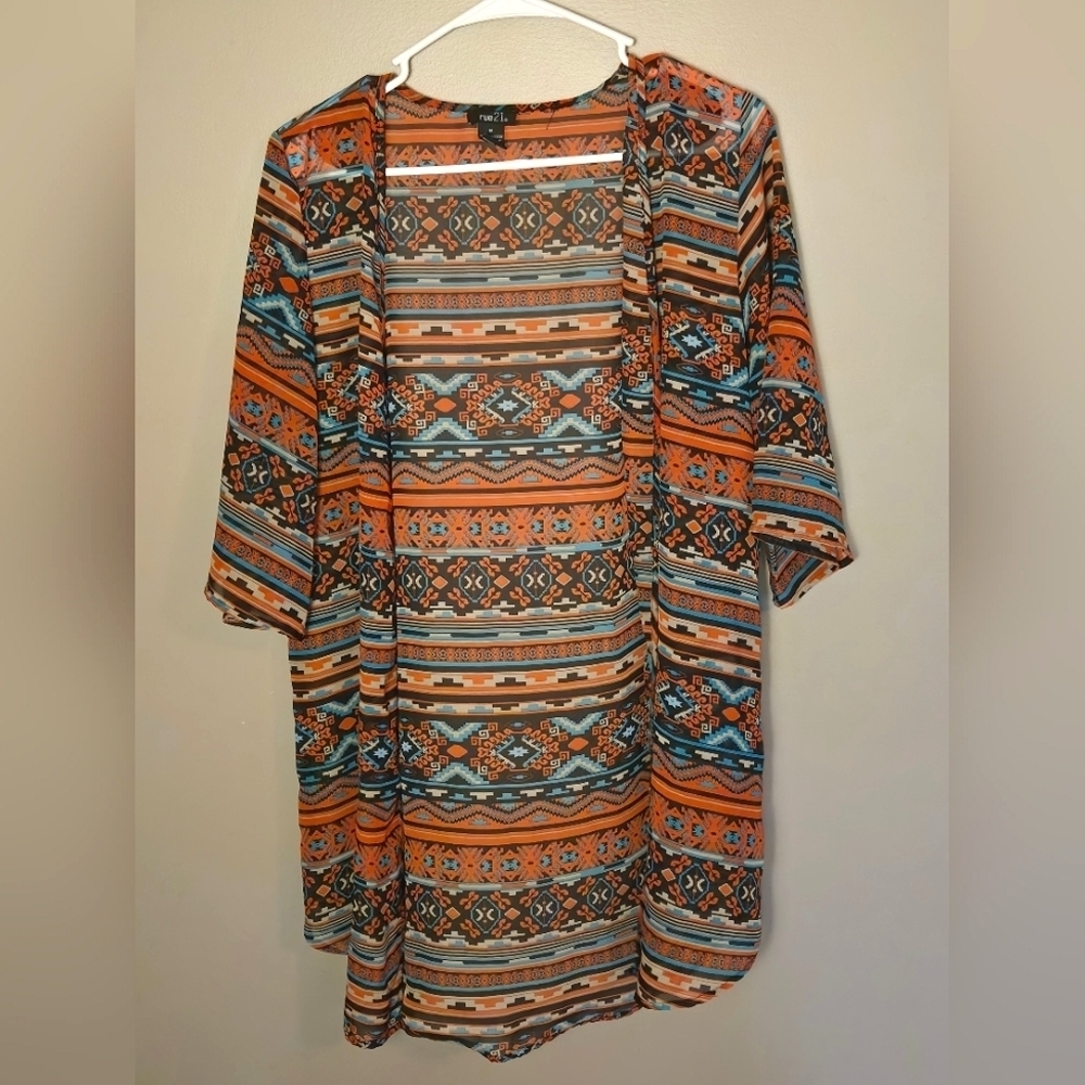 Women's Rue‎ 21 Western Boho Open Duster Kimono, Size Medium